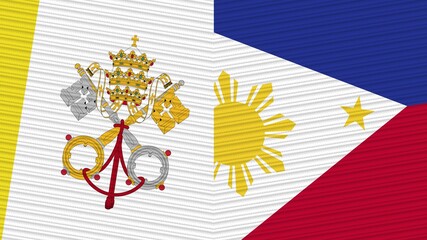 Philippines and Vatican Flags Together Fabric Texture Illustration Background