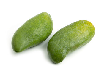 fresh green mango fruit isolated on white background