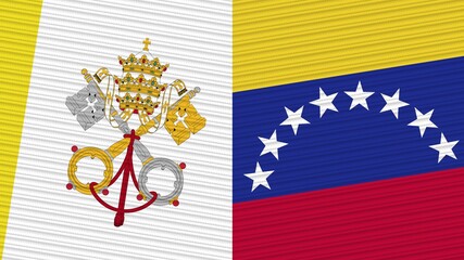 Venezuela and Vatican Flags Together Fabric Texture Illustration Background