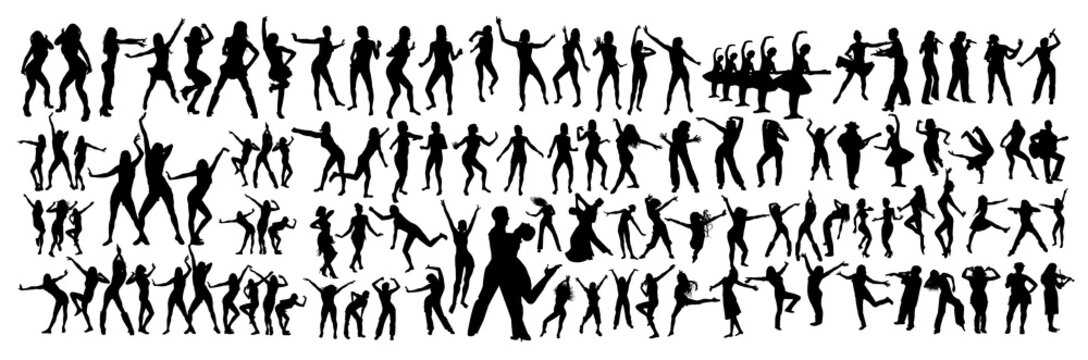 Large set. Dancing people. Vector illustration