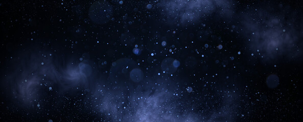 Background nebula of abstract glitter lights. dark blue banner