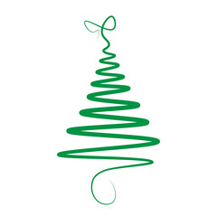 Christmas tree continuous outline doodle. Vector illustration