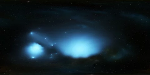360-Grad-Weltraumnebel-Panorama, gleichwinklige Projektion, Umgebungskarte. Sphärisches HDRI-Panorama. Weltraumhintergrund mit Nebel und Sternen © Peter Jurik