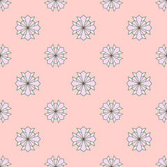 multicolored ornamental object seamless repeat pattern, repeat pattern for packaging, textile, wallpaper, curtains, gift wrapper, web background, and more. patterns added to the swatch panel.