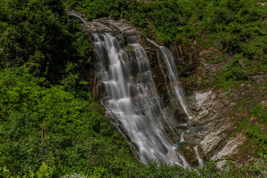 Schleierfall waterfall near Sportgastein place between big mountains