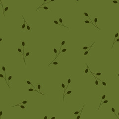 Seamless pattern with leaves in nature green colors. Vintage Pattern. Vector illustration. Use for wallpaper, fabric, print packaging paper, textiles.