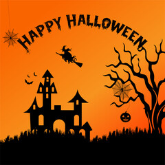 Naklejka premium Halloween poster. Vector background.