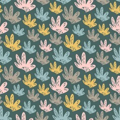 Seamless vector pattern with tropical leaves.