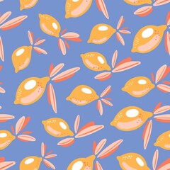 Lemon pattern. Hand-drawn vector seamless pattern.