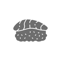 Nigiri with tuna, japanese cuisine gray icon.