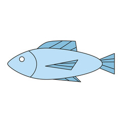 hand drawn doodle set of seafood art design element. Salmon fish. Isolated vector illustration on white background