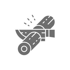 Vector cutting rolls, japanese cuisine gray icon.