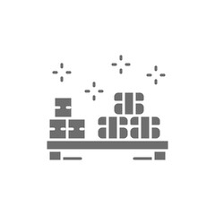 Sushi set on small desk, japanese cuisine gray icon.