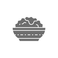 Bowl of rice, japanese cuisine gray icon.