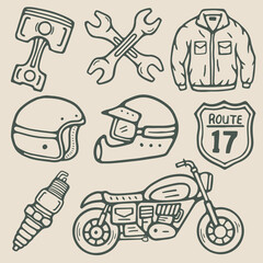 vintage motorcycle hand drawn element