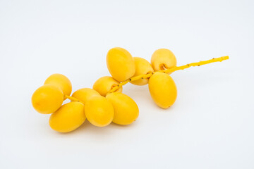 Fresh Date palm fruit isolated on white background.