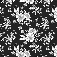 Black and white Flowers pattern
