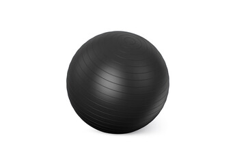 Black fitness ball isolated on white background. Pilates training ball. Fitball 3D rendering model for gymnastics exercises. Gym ball