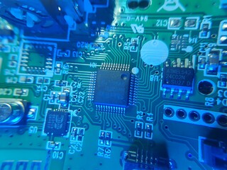 The integrated circuit (IC) inside a joystick of console game 