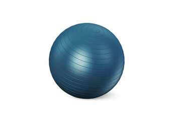 Dark blue fitness ball isolated on white background. Pilates training ball. Fitball 3D rendering model for gymnastics exercises. Gym ball