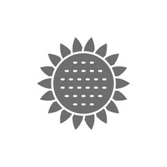 Vector sunflower, flower gray icon. Isolated on white background
