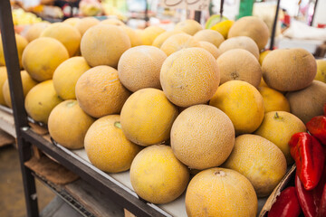 Fresh Summer Healthy Food Melon On Farmers Market