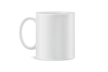 White tea cup and saucer for drink isolated on white background. Ceramic coffee cup or mug close up. Mock-up classic porcelain utensils.