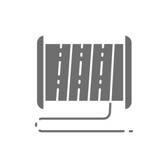 Plastic thread reel for 3d printer grey icon.