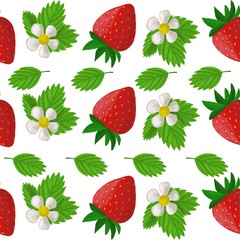 the strawberry pattern is red and the flowers are white