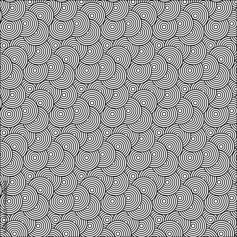 Poster Background pattern seamless circle abstract wave background stripe black and white line. Geometric line vector. Luxury create background design. Japanese Doodle art.