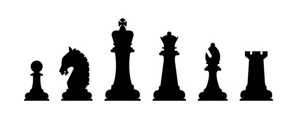 Vector Set of Black Chess Silhouette