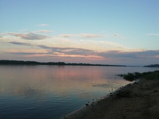 Fototapeta premium sunset over the lake