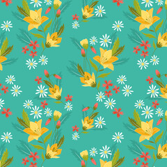 Yellow and Pink flowers pattern