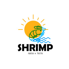 fresh and testy Shrimp logo seafood illustration