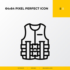 life jacket icon . part ocean and sea life icon set. 64x64 pixel perfect vector icon illustration