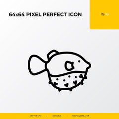 puffer fish icon . part ocean and sea life icon set. 64x64 pixel perfect vector icon illustration