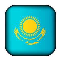 Glass light ball with flag of Kazakhstan. Round sphere, template icon. Kazakh national symbol. Glossy realistic ball, 3D abstract vector illustration highlighted on a white background. Big bubble