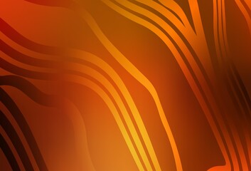 Dark Orange vector background with curved lines.