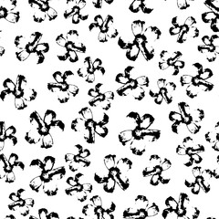Vector seamless pattern with hand-drawn flowers on white background.