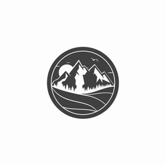creative mountain and sea design logo 