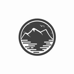 creative mountain and sea design logo 