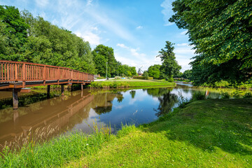 Fototapeta na wymiar City park of Papenburg in summer, East Frisia