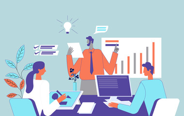 Employee team work illustration concept vector 
