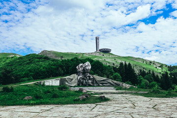 Bulgaria, abandoned Buzludzha building, communist congress monument. - 444595939