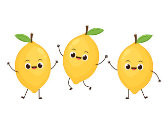 Fototapeta premium Lemon vector. Lemon character design. Lemon on white background.