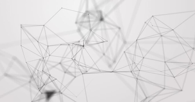 Technological Background for Presentations. Abstract White Background with Plexus Tranforming Lines, Dots and Polygons. Concept of Innovation, Blockchain, Internet, Business, Medicine, Science, Networ