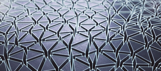 Creative abstract grey triangular crack ground background. 3D Rendering.