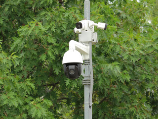security and recognition camera in the city park