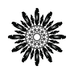 Isolated dreamcatcher with feathers