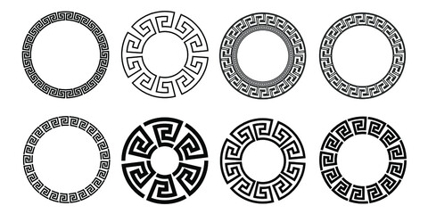 Set of eight circle with Greek Key pattern